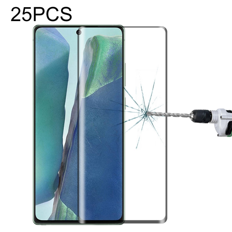 Para Samsung Galaxy Note20 25 PCS Película de vidrio templado de pantalla completa con borde curvo 3D, para Samsung Galaxy Note20