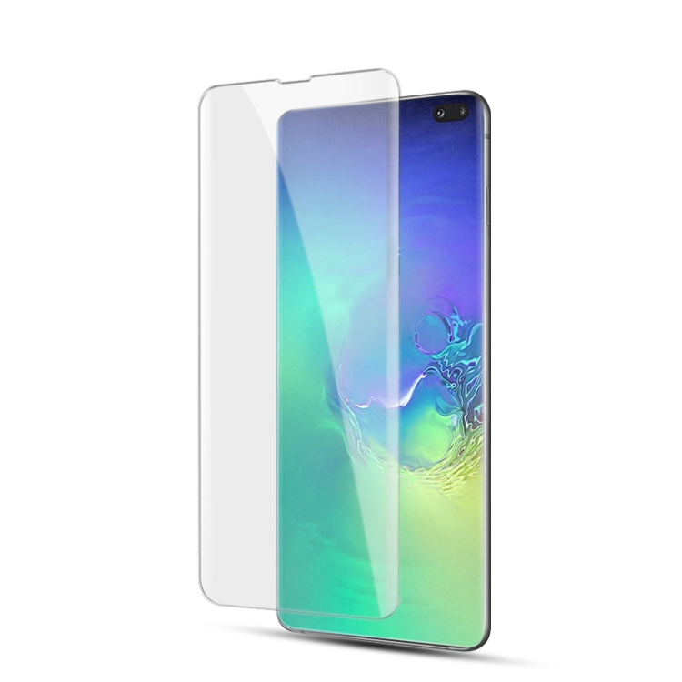 Vidrio templado curvo con pegamento completo y líquido UV para Galaxy S10 Plus, compatible con desbloqueo por huella dactilar, para Galaxy S10 Plus (1 PC)