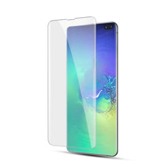 Vidrio templado curvo con pegamento completo y líquido UV para Galaxy S10 Plus, compatible con desbloqueo por huella dactilar, para Galaxy S10 Plus (1 PC)