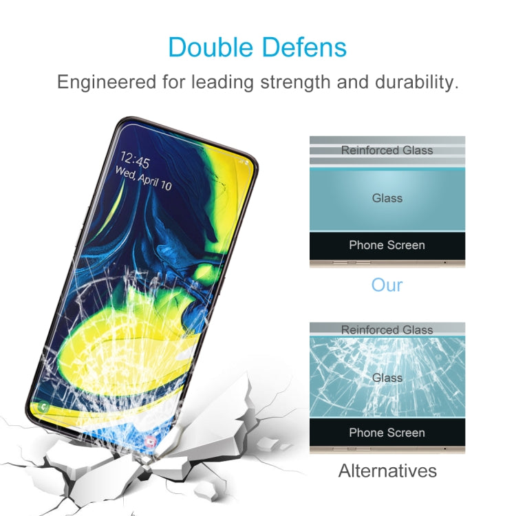 Película de vidrio templado 9H 2.5D de 0,26 mm para Galaxy A80/A90, sin paquete minorista, para Galaxy A80, 50 unidades Película de vidrio templado 9H 2.5D de 0,26 mm para Galaxy A80/A90, sin paquete minorista, para Galaxy A80, 50 unidades
