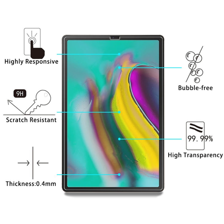 Película de vidrio templado de dureza superficial 9H de 0,4 mm para Galaxy Tab S5e / T720 Película de vidrio templado de dureza superficial 9H de 0,4 mm para Galaxy Tab S5e / T720