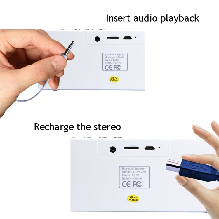 Altavoz Bluetooth multifuncional YM370 con micrófono, compatible con llamadas manos libres y tarjeta TF Altavoz Bluetooth multifuncional YM370 con micrófono, compatible con llamadas manos libres y tarjeta TF