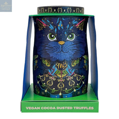 Midnight Prince cat tin of Cocoa Nibs Nights cocoa dusted truffles
