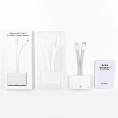 Adaptador de interfaz 3 en 1 NK-107 Pro USB-C/Tipo-C + 8 pines macho a USB + RJ45 + 8 pines hembra de carga, NK-107 Pro