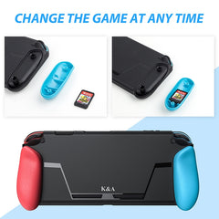TPU Shell Handle Grip with Game Card Slot Anti-Shock Cover Silicone Case for Nintendo Switch, with Logo, TPU Shell with Logo
