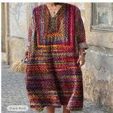 Women's Printed Plus Size Loose Long Sleeve Dress