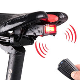 IP65 Waterproof USB Rechargeable Smart COB LED Alarm Bicycle Rear Light Taillight with Remote Control, Control Distance: 1-100m, IP65 Waterproof Taillight