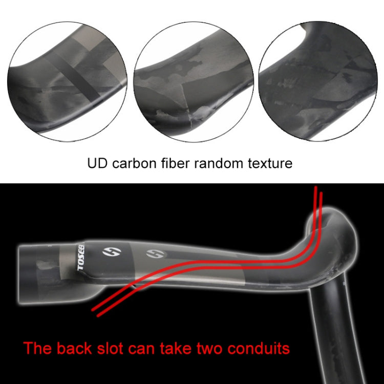 TOSEEK UD Carbon Fiber Texture Road Bike Handlebar, Size: 440mm (UD Matte), 440mm TOSEEK UD Carbon Fiber Texture Road Bike Handlebar, Size: 440mm (UD Matte), 440mm