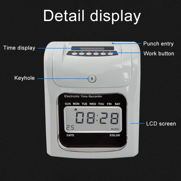 LCD Screen Electronic Time Clock Paper Card English Attendance Machine Punch Machine, Support Music Bell, LCD Screen LCD Screen Electronic Time Clock Paper Card English Attendance Machine Punch Machine, Support Music Bell, LCD Screen