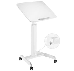 ProperAV Mobile Desk Trolley Workstation with Gas Spring Height Adjustment - White