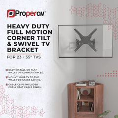 ProperAV Corner TV Wall Bracket (23" - 55" / 45kg Capacity / VESA Max. 400x400) - Black