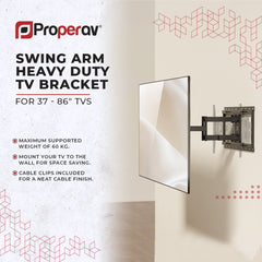 ProperAV TV Wall Bracket (37" - 86" / 60kg Capacity / VESA Max. 600x400) - Black