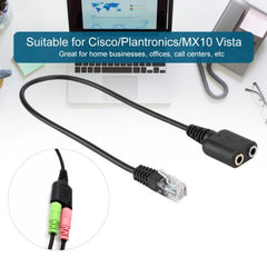 Dual 3.5mm Female to RJ9 PC / Mobile Phones Headset to Office Phone Adapter Convertor Cable, Length: 30cm