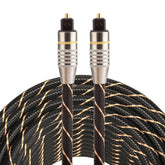 15m OD6.0mm Gold Plated Metal Head Woven Net Line Toslink Male to Male Digital Optical Audio Cable, Length: 15m