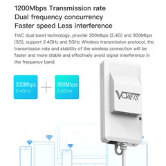 VONETS VAP11AC 5G / 2.4G Mini Wireless Bridge with Fan Version 300Mbps + 900Mbps WiFi Repeater, Support Video Surveillance & Control