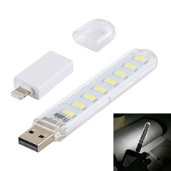 8LEDs 5V 200LM USB LED Book Light Portable Night Light, with 8 Pin Adapter