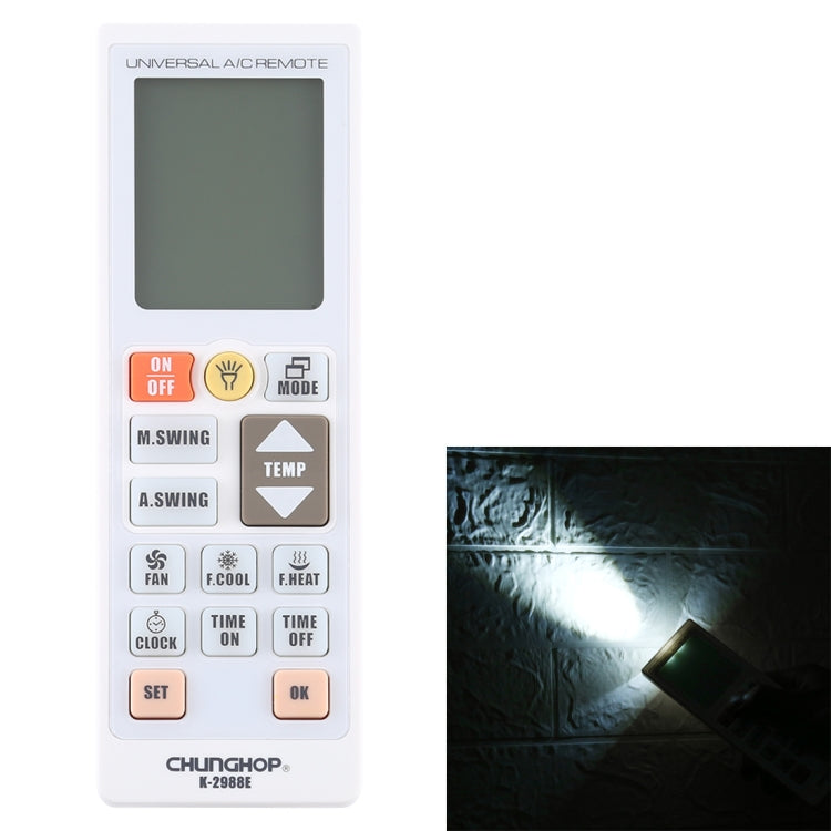 Mando a distancia universal para aire acondicionado Chunghop K-2988E con linterna