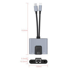 NK-1056Pro 3 in 1 8-polig + USB-C/Typ-C-Stecker auf 8-poligen Ladeanschluss + Ethernet + 3,5-mm-Kopfhörerbuchsenadapter, NK-1056Pro