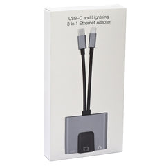 NK-1056Pro 3 in 1 8-polig + USB-C/Typ-C-Stecker auf 8-poligen Ladeanschluss + Ethernet + 3,5-mm-Kopfhörerbuchsenadapter, NK-1056Pro