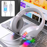 YINDIAO Q2 Head-mounted Wired Gaming Headset with Microphone, Version: Single USB Sound Card, Q2 Single USB Sound Card(White)