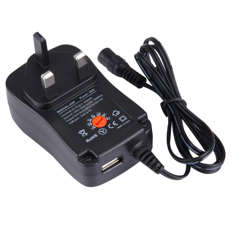 UK Plug Universal 30W Power Wall Plug-in Adapter with 5V 2.1A USB Port, Tips: 8 PCS, Cable Length: About 1.2m, UK Plug UK Plug Universal 30W Power Wall Plug-in Adapter with 5V 2.1A USB Port, Tips: 8 PCS, Cable Length: About 1.2m, UK Plug