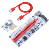 PCE164P-N06 VER008S USB 3.0 PCI-E Express 1x to 16x PCI-E Extender Riser Card Adapter 15 Pin SATA Power 6 Pin + 4 Pin Power Supply Port with 60cm USB Cable, VER008S Red
