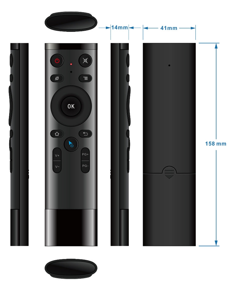 Mando a distancia universal somatosensorial Q5 2,4 G RF 3D cepillado Mando a distancia universal somatosensorial Q5 2,4 G RF 3D cepillado