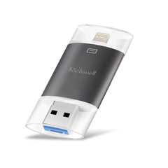 Disco flash push-pull de doble cubierta de metal Richwell 3 en 1 64G tipo C + 8 pines + USB 3.0 con función OTG