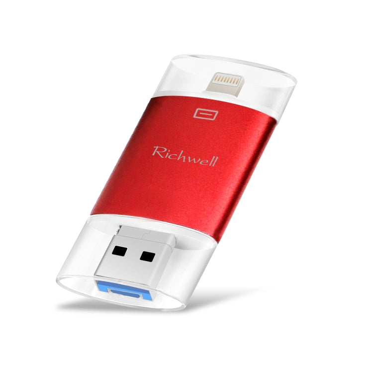 Disco flash push-pull de doble cubierta de metal Richwell 3 en 1 64G tipo C + 8 pines + USB 3.0 con función OTG Disco flash push-pull de doble cubierta de metal Richwell 3 en 1 64G tipo C + 8 pines + USB 3.0 con función OTG