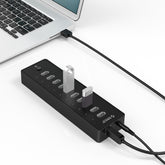 ORICO P10-U2 Hub USB 2.0 de 10 puertos con indicador LED de encendido y cable USB de 1 m (negro)