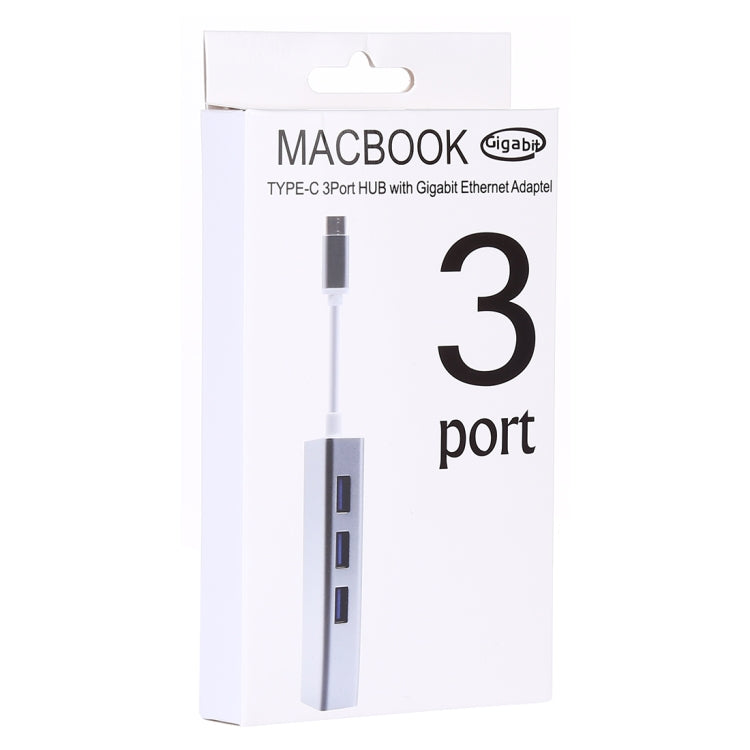Aluminum Shell 3 USB3.0 Ports HUB + USB-C / Type-C Gigabit Ethernet Adapter, USB Type-C 1000Mbps Aluminum Shell 3 USB3.0 Ports HUB + USB-C / Type-C Gigabit Ethernet Adapter, USB Type-C 1000Mbps