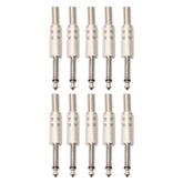 10 PCS 2 Pin 6.5mm Plug Zinc Alloy Welded Type Audio Connector 6.35 Audio Plug, 10 PCS