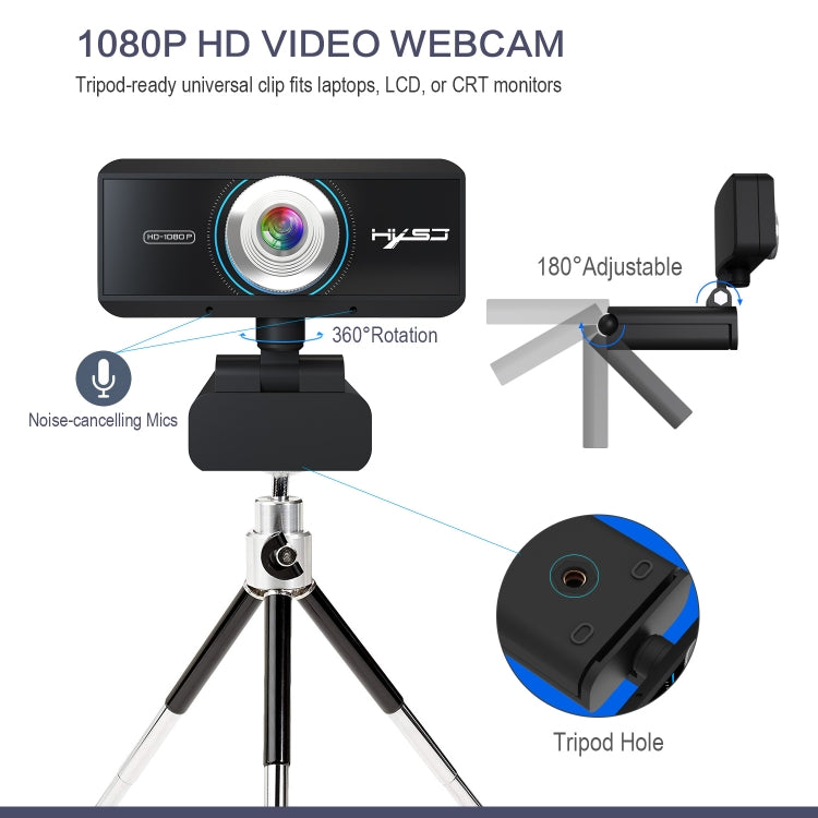 HXSJ S4 1080P Adjustable 180 Degree HD Manual Focus Video Webcam PC Camera with Microphone HXSJ S4 1080P Adjustable 180 Degree HD Manual Focus Video Webcam PC Camera with Microphone