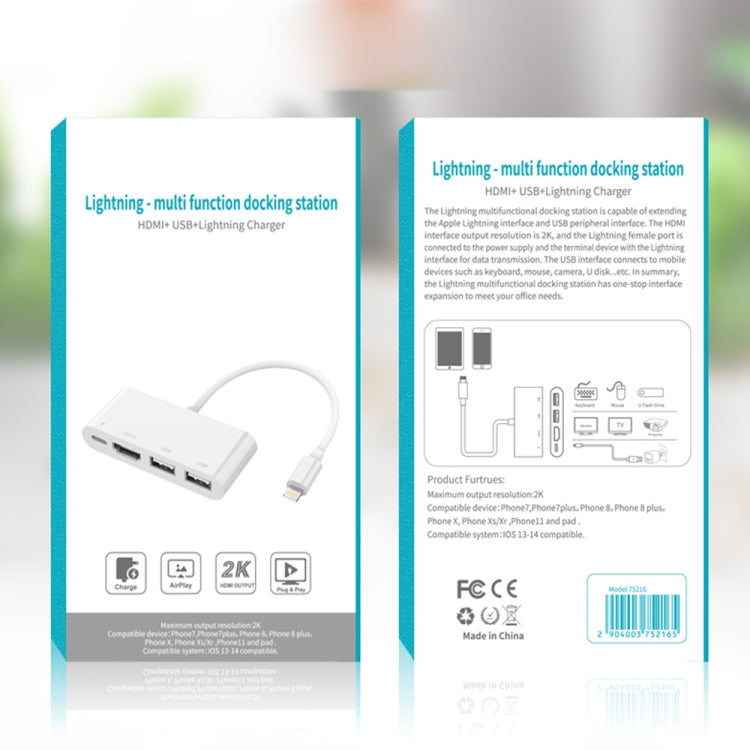 75215 5 in 1 8 Pin to HDMI + SD Card Slot + TF Card Slot + USB + 8 Pin Charging Port HD Video Converter, 75215 75215 5 in 1 8 Pin to HDMI + SD Card Slot + TF Card Slot + USB + 8 Pin Charging Port HD Video Converter, 75215