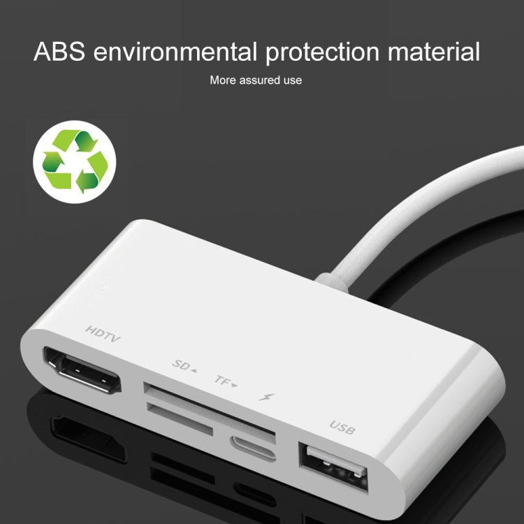 75215 5 in 1 8 Pin to HDMI + SD Card Slot + TF Card Slot + USB + 8 Pin Charging Port HD Video Converter, 75215 75215 5 in 1 8 Pin to HDMI + SD Card Slot + TF Card Slot + USB + 8 Pin Charging Port HD Video Converter, 75215