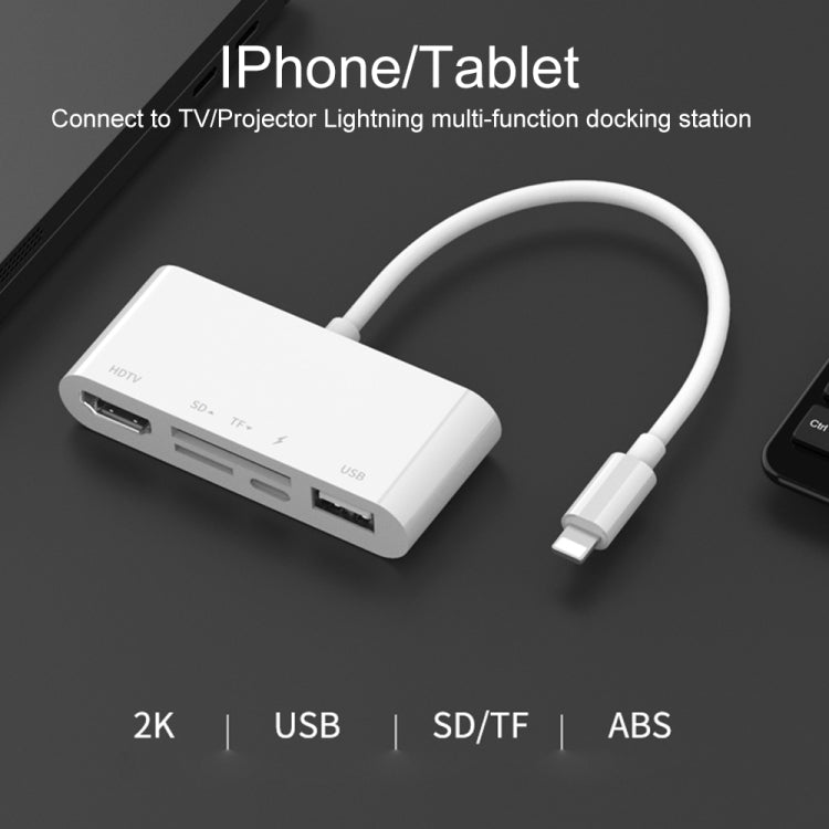 75215 5 in 1 8 Pin to HDMI + SD Card Slot + TF Card Slot + USB + 8 Pin Charging Port HD Video Converter, 75215 75215 5 in 1 8 Pin to HDMI + SD Card Slot + TF Card Slot + USB + 8 Pin Charging Port HD Video Converter, 75215