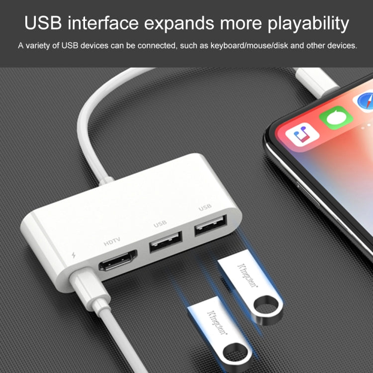 75216 4 in 1 8 Pin to HDMI + 8 Pin Charging + 2 USB Ports HD Video Converter, 75216 75216 4 in 1 8 Pin to HDMI + 8 Pin Charging + 2 USB Ports HD Video Converter, 75216