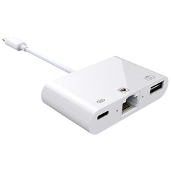 NK-107 3-in-1 Ethernet + USB + 8-polige Ladebuchsen auf 8-poligen OTG-Digitalvideokonverterstecker