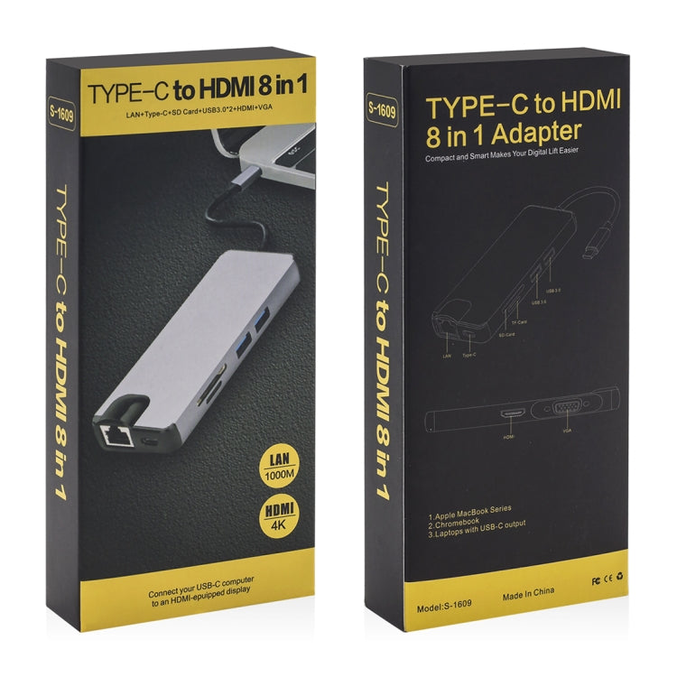 8 in 1 Type-C to HDMI + USB 3.0 + USB 3.0 + Type-C + LAN + VGA + TF/SD Card Reader Adapter 8 in 1 Type-C to HDMI + USB 3.0 + USB 3.0 + Type-C + LAN + VGA + TF/SD Card Reader Adapter