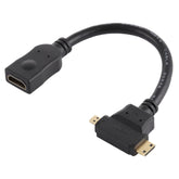 HDMI-Buchse auf Mini-HDMI + Micro-HDMI T-förmiges Kabel, Micro-HDMI