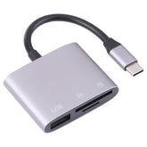 NK-3041 3 in 1 USB-C / Typ-C Stecker auf USB Buchse + SD / TF Kartensteckplätze OTG Adapter SD / TF Kartenleser, NK-3041