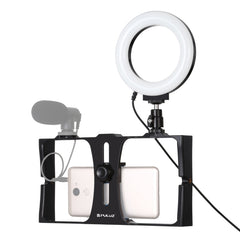 PULUZ 2 en 1 Vlogging Live Broadcast Smartphone Video Rig + 4.7 pulgadas 12 cm Ring LED Selfie Kits con cabezal de trípode de zapata fría para iPhone, Galaxy, Huawei, Xiaomi, HTC, LG, Google y otros teléfonos inteligentes, 2 en 1 Ring LED