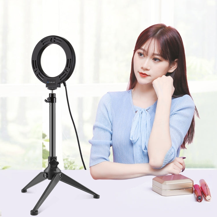 PULUZ 4.7 inch 12cm USB 3 Modes Dimmable LED Ring Vlogging Photography Video Lights + Desktop Tripod Holder with Cold Shoe Tripod Ball Head PULUZ 4.7 inch 12cm USB 3 Modes Dimmable LED Ring Vlogging Photography Video Lights + Desktop Tripod Holder with Cold Shoe Tripod Ball Head