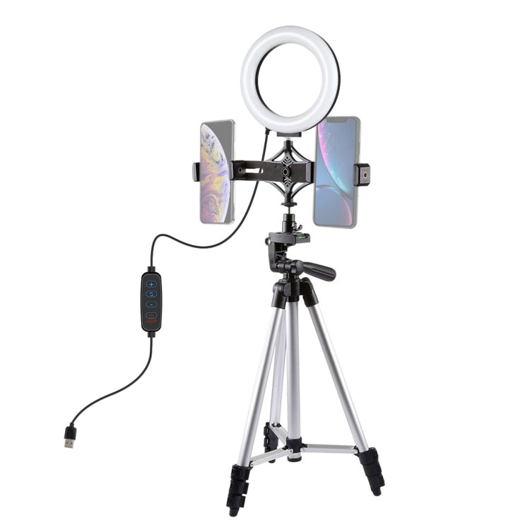 PULUZ Tripod Mount +  Live Broadcast Dual Phone Bracket + 6.2 inch 16cm LED Ring Vlogging Video Light Kits, 3 in 1 PULUZ Tripod Mount +  Live Broadcast Dual Phone Bracket + 6.2 inch 16cm LED Ring Vlogging Video Light Kits, 3 in 1