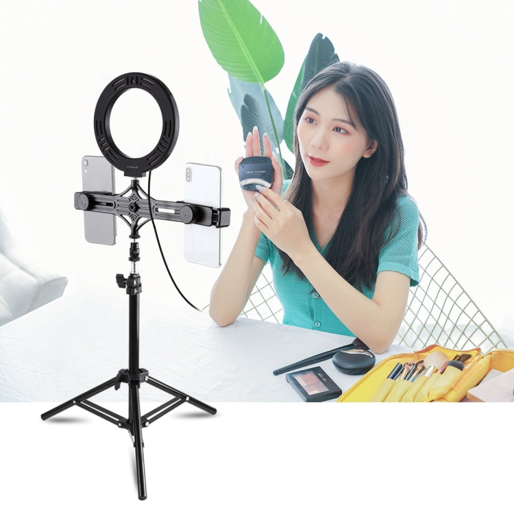 PULUZ 70cm Tripod Mount +  Live Broadcast Dual Phone Bracket + 6.2 inch 16cm LED Ring Vlogging Video Light Kits PULUZ 70cm Tripod Mount +  Live Broadcast Dual Phone Bracket + 6.2 inch 16cm LED Ring Vlogging Video Light Kits
