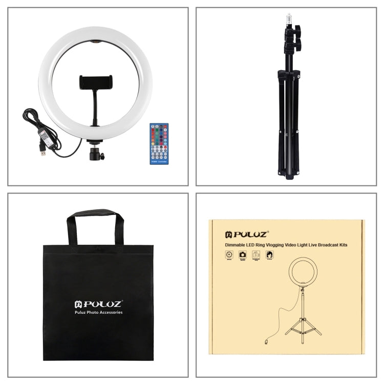 PULUZ 1.1m Tripod Mount + 10.2 inch 26cm RGBW LED Ring Vlogging Video Light  Live Broadcast Kits with Remote Control & Cold Shoe Tripod Ball Head & Phone Clamp, 1.1m Tripod+RGBW with Remote PULUZ 1.1m Tripod Mount + 10.2 inch 26cm RGBW LED Ring Vlogging Video Light  Live Broadcast Kits with Remote Control & Cold Shoe Tripod Ball Head & Phone Clamp, 1.1m Tripod+RGBW with Remote