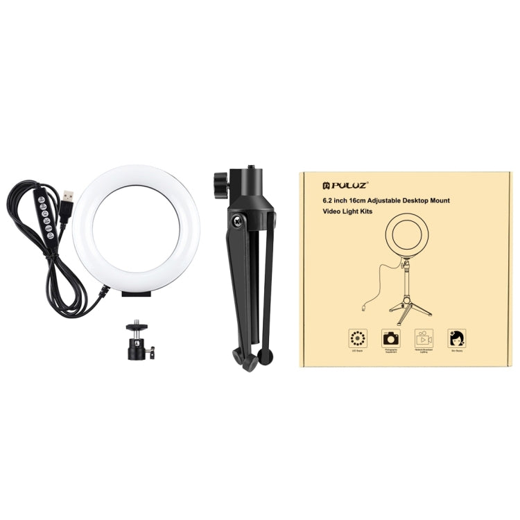 PULUZ 6.2 inch 16cm USB 10 Modes 8 Colors RGBW Dimmable LED Ring Vlogging Photography Video Lights + Desktop Tripod Mount with Cold Shoe Tripod Ball Head, 6.2 inch RGBW+Tripod Mount PULUZ 6.2 inch 16cm USB 10 Modes 8 Colors RGBW Dimmable LED Ring Vlogging Photography Video Lights + Desktop Tripod Mount with Cold Shoe Tripod Ball Head, 6.2 inch RGBW+Tripod Mount
