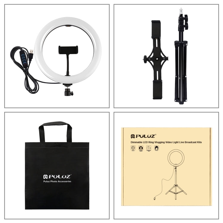 PULUZ Dual Phone Brackets Horizontal Holder + 1.1m Tripod Mount + 10.2 inch 26cm LED Ring Vlogging Video Light  Live Broadcast Kits PULUZ Dual Phone Brackets Horizontal Holder + 1.1m Tripod Mount + 10.2 inch 26cm LED Ring Vlogging Video Light  Live Broadcast Kits