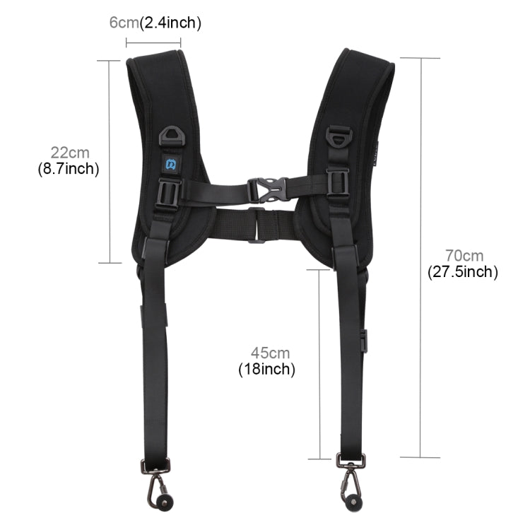 PULUZ 2 in 1 Multi-functional Bundle Waistband Strap + Double Shoulders Strap Kits with Hook for SLR / DSLR Cameras PULUZ 2 in 1 Multi-functional Bundle Waistband Strap + Double Shoulders Strap Kits with Hook for SLR / DSLR Cameras