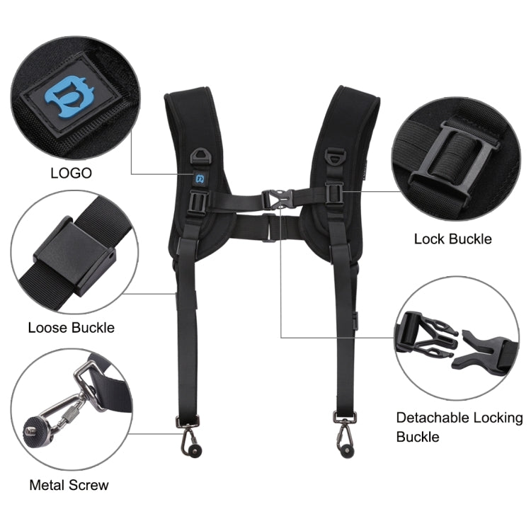 PULUZ 2 in 1 Multi-functional Bundle Waistband Strap + Double Shoulders Strap Kits with Hook for SLR / DSLR Cameras PULUZ 2 in 1 Multi-functional Bundle Waistband Strap + Double Shoulders Strap Kits with Hook for SLR / DSLR Cameras